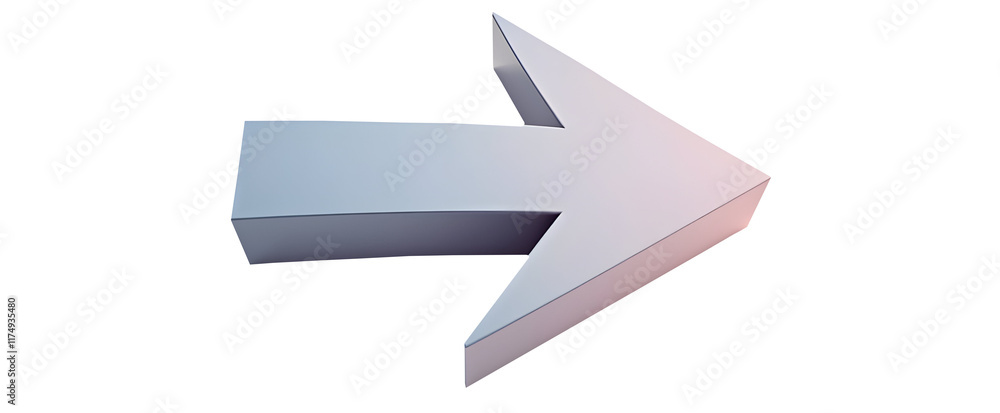 Sleek metallic arrow points right, a dynamic graphic design element. A symbol of direction and progress., cut out Sleek metallic arrow points right, a dynamic graphic design element. A symbol of direction and progress., cut out