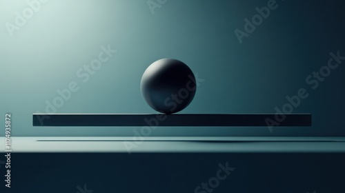 A single sphere balancing on a seesaw that is held up by a fragile, thin wire.
