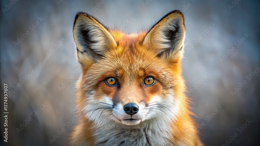 Minimalist Red Fox Portrait: Simple Background, Wildlife Photography Minimalist Red Fox Portrait: Simple Background, Wildlife Photography