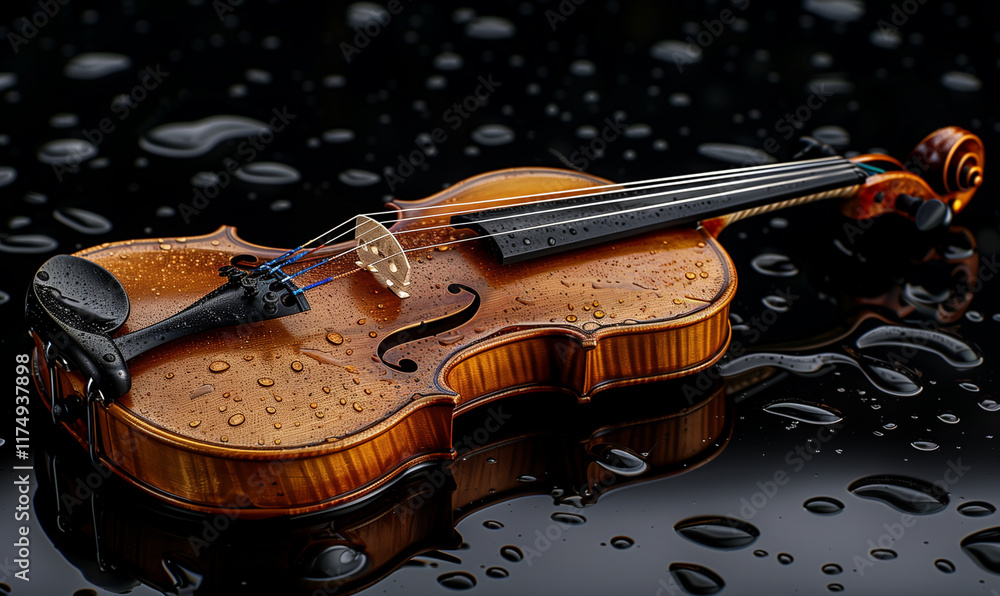 Fototapeta premium Collection of musical instruments, violin. ideal for music education sites and online music lessons. Generate image using AI