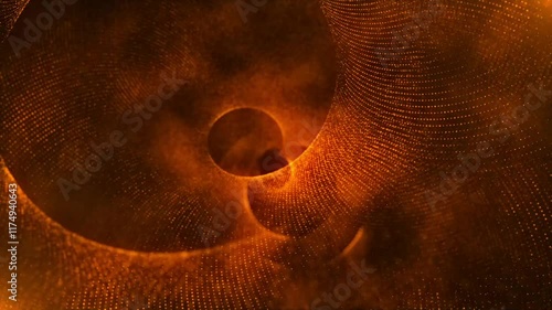 Abstract Tunnel of Orange Magic Particles.