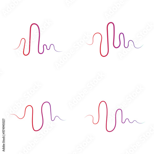 Audio technology, music sound waves set vector icon illustration