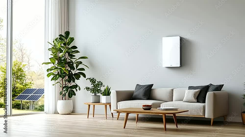 Modern Lithium Battery Storage System in Stylish Living Room Modern Lithium Battery Storage System in Stylish Living Room