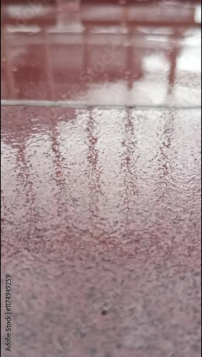raindrops falling from the roof of the house