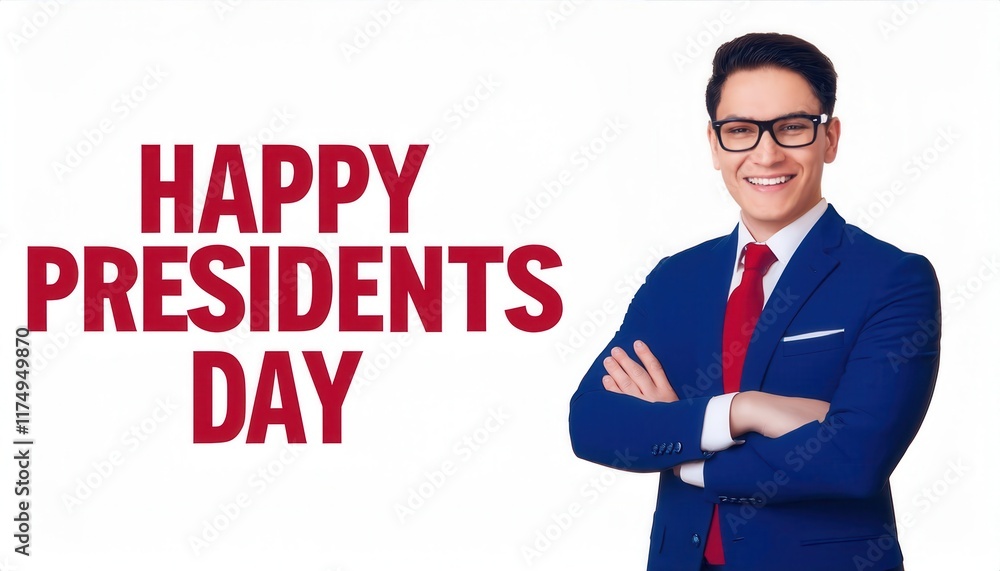Professional Man in Blue Suit with Red Tie Smiling and Standing Confidently Next to Bold Professional Man in Blue Suit with Red Tie Smiling and Standing Confidently Next to Bold
