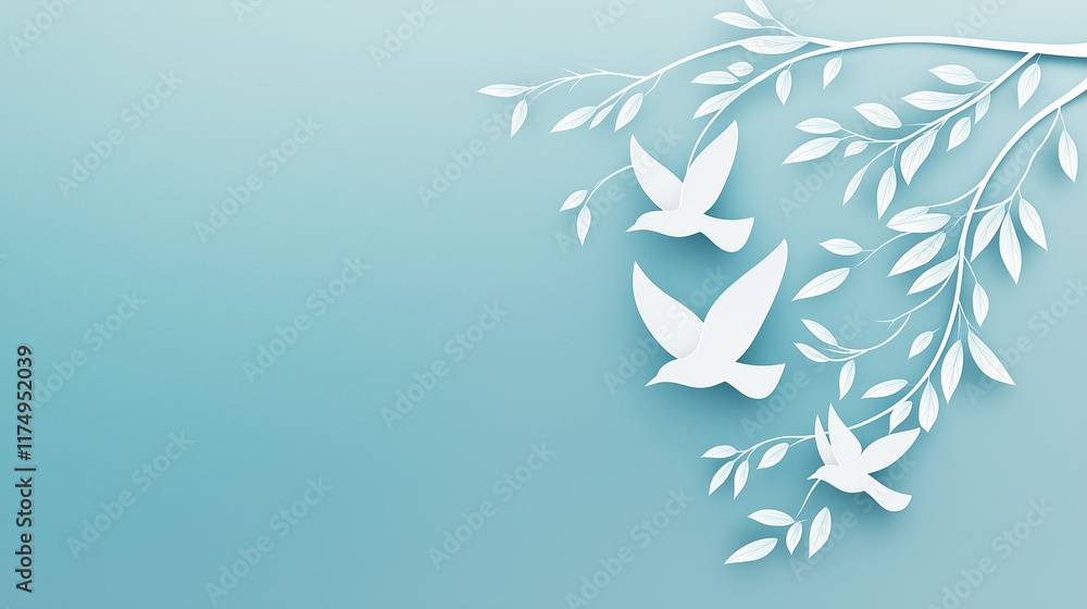 Obraz premium Birds soar gracefully through gentle branches, symbolizing freedom and tranquility in nature