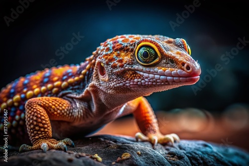 Mysterious Satanic Gecko Lizard Reptile on Left Side with Copy Space photo