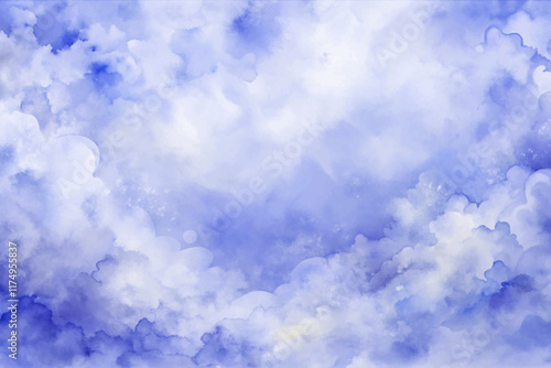 Soft blue clouds, watercolor texture, dreamy background, serene atmosphere, artistic design, perfect for prints.