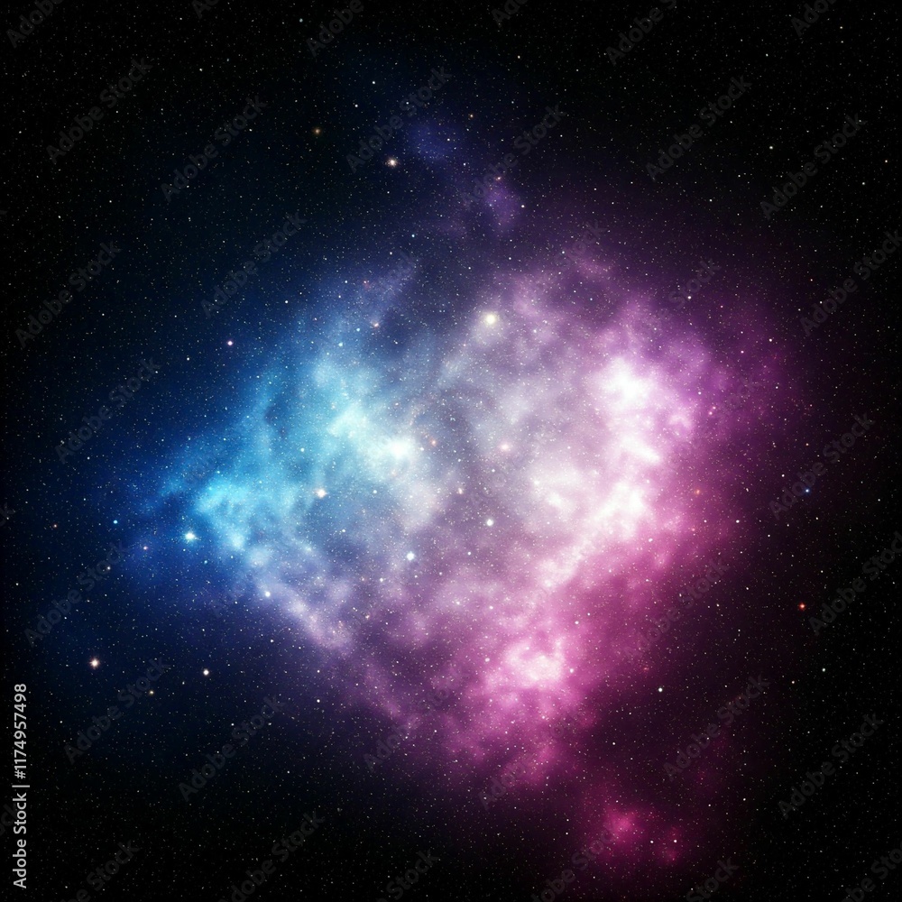 Fototapeta premium A deep, starry sky with nebula clouds in purple, blue, and pink, creating a dreamy and vast space-themed background.