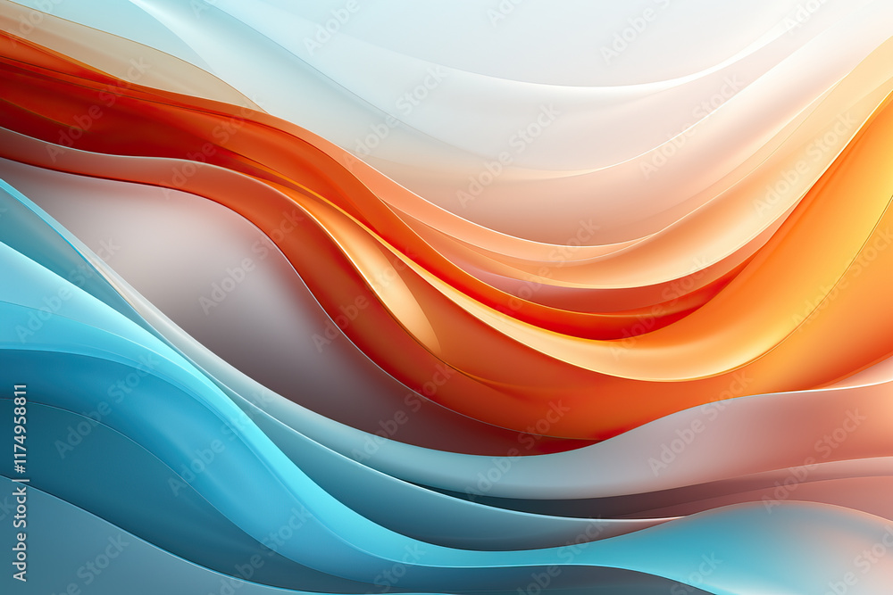 Smooth, flowing abstract waves in shades of blue and orange create a dynamic and vibrant visual. The interplay of colors and curves evokes a sense of motion and energy. Smooth, flowing abstract waves in shades of blue and orange create a dynamic and vibrant visual. The interplay of colors and curves evokes a sense of motion and energy.