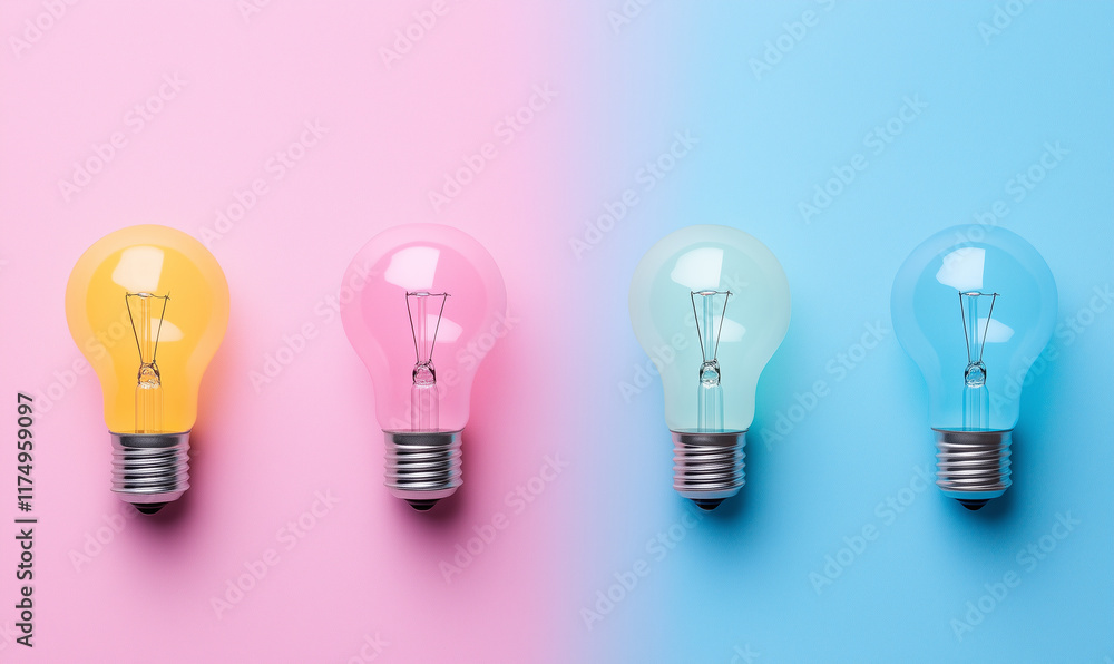 Minimalist light bulb for ideas concept Minimalist light bulb for ideas concept
