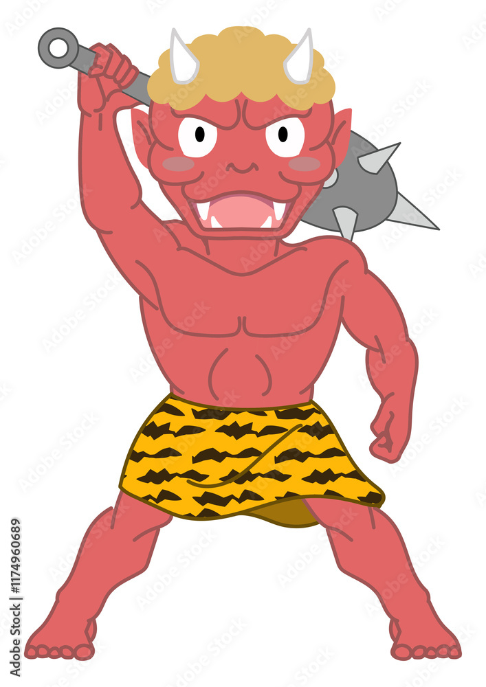 Obraz premium 鬼 立ち姿 イラスト