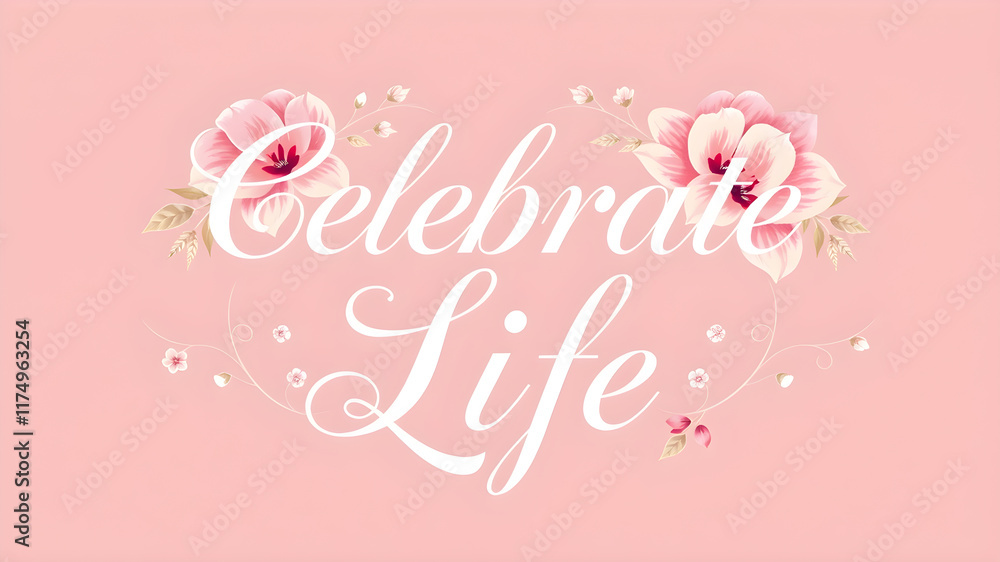 “Celebrate Life” text in a fancy script font with elegant flowers. Generative AI “Celebrate Life” text in a fancy script font with elegant flowers. Generative AI