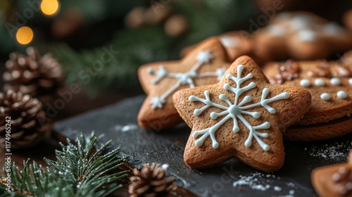 Christmas Gingerbread Star Cookies Festive Treats photo