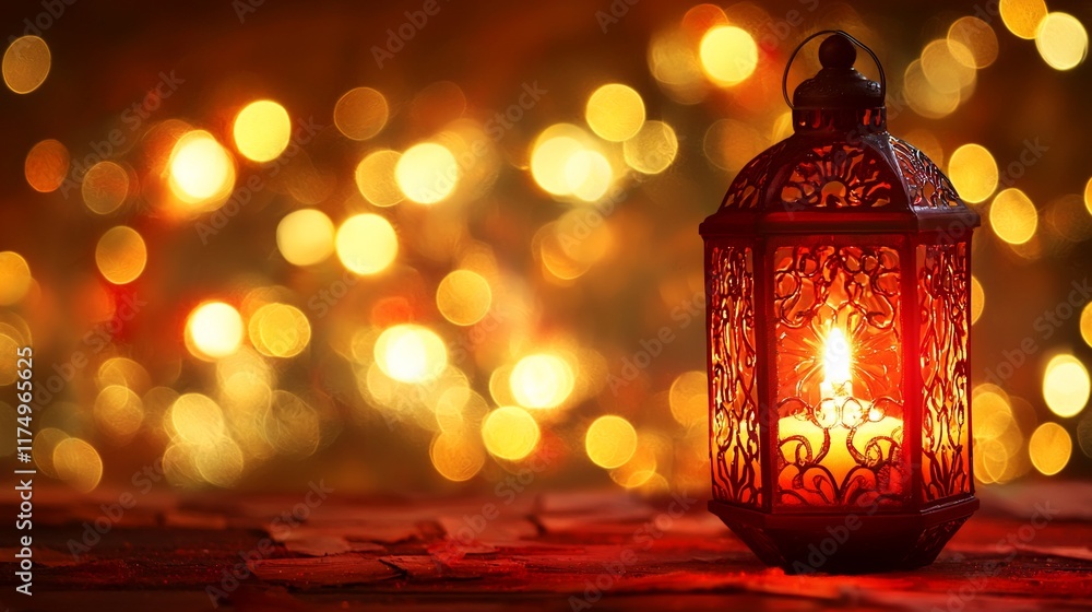 Illuminated lantern on bokeh background. Illuminated lantern on bokeh background.