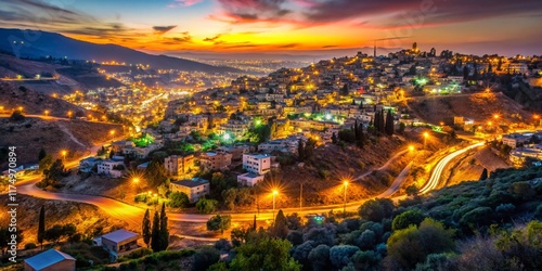 Night Lights of Karmiel, Israel - Cityscape Panorama photo