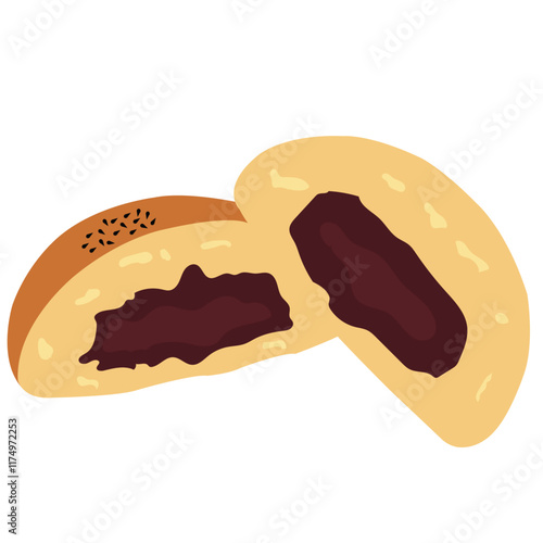 Red Bean Bun, Bread with red bean paste, Japanese Bun, Tsubuanpan.