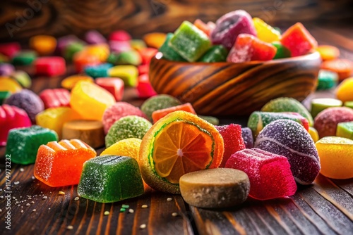 Night Photography: Colorful Borrachitos Mexican Candies Display photo