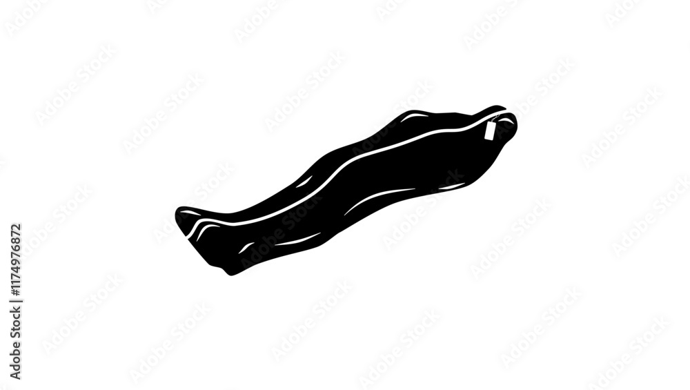 Dead Body Covered with Body Bag , black isolated silhouette