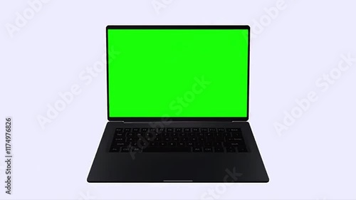 Wallpaper Mural laptop medium shot mockup with green screen 3d render computer chroma key lap top front view motion graphics element on white background opens zoom in intro graphic video monitor Torontodigital.ca