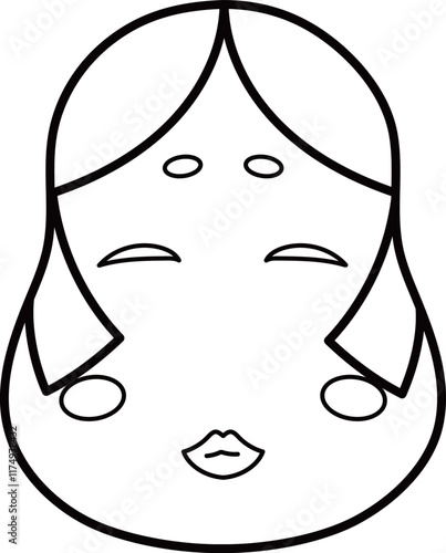 節分　おたふく　イラスト　線画
