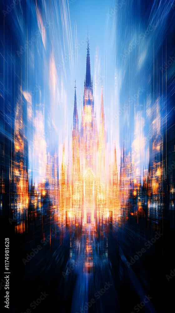 Naklejka premium Abstract Cityscape Gothic Castle Illustration