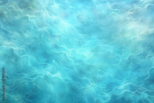 Abstract water texture, soft blue waves, tranquil ocean background, digital art style, serene atmosphere.