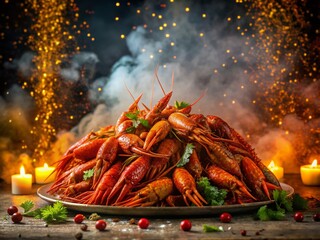 Crédence de cuisine  Nighttime Louisiana Crawfish Boil: Spicy Seafood Feast Under the Stars  © Man888