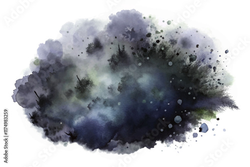 Abstract watercolor splash, dark hues, artistic background, textured design, creative illustration, moody atmosphere.