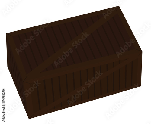 Closed wooden box. vector illustration