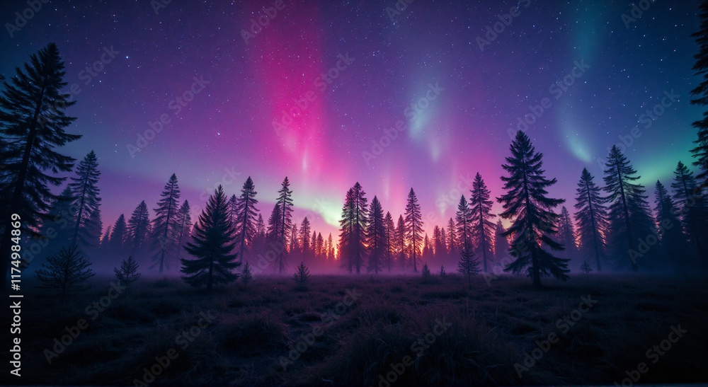 Naklejka premium forest in the night