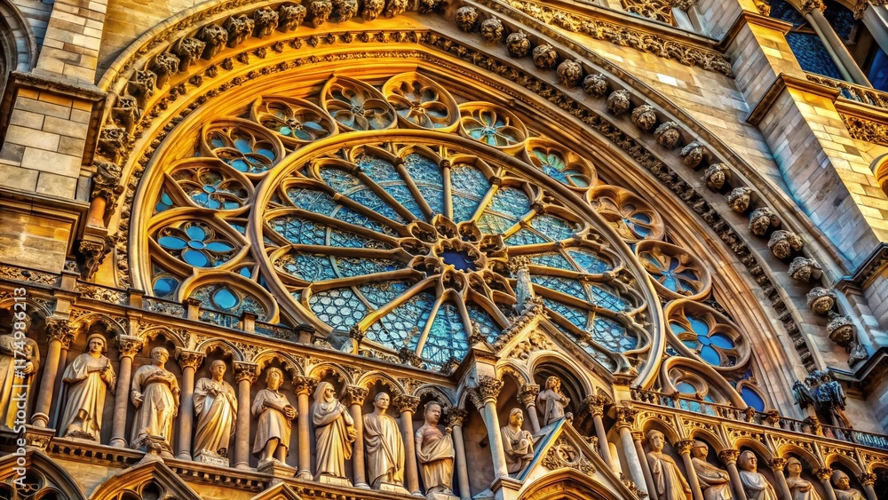 Obraz premium Notre Dame Cathedral Architectural Detail Macro Photography