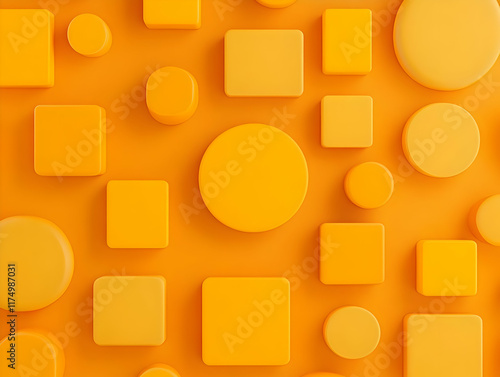 Orange 3D Geometric Shapes Background