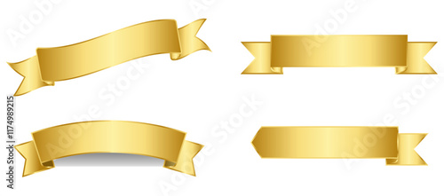 Gold ribbon collection vector illustraton