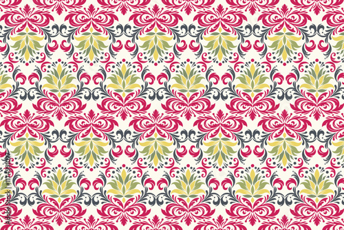 abstract seamless floral textile design featuring vintage patterns and ethnic motifs for wallpaper and fabric applications