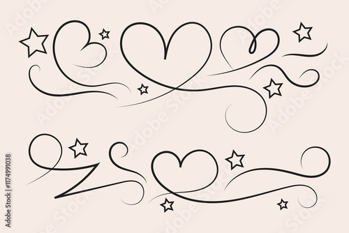 Valentines Day hearts Swirls flourish svg, Filigree curly Calligraphic Heart, Fancy Line Flourishes Swirls hearts, curve romantic love swirls, Valentines Day flourish Swirl, Calligraphy Flourish lette photo