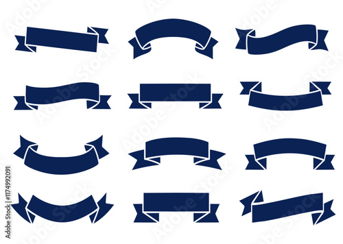 Blue ribbons collection vector illustration