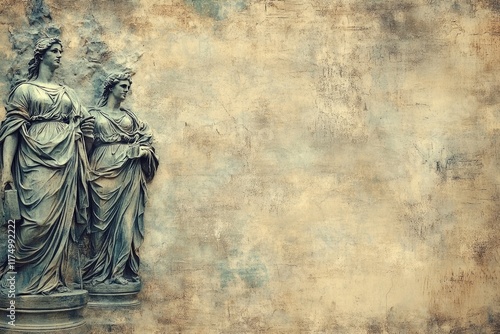 Wallpaper Mural Two elegant female statues adorning a classical architectural facade Torontodigital.ca