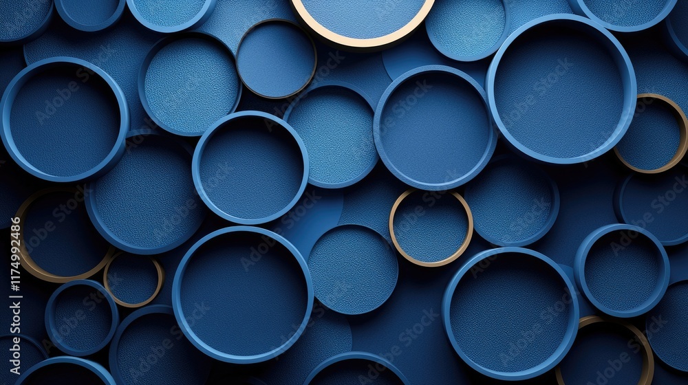 Abstract Circles in Deep Blue and Gold Abstract Circles in Deep Blue and Gold
