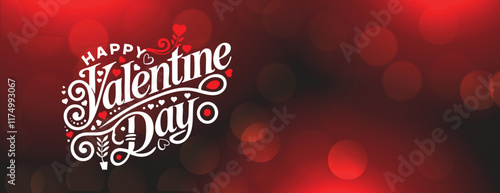 Happy Valentine's Day typography design with a silhouette background hearts love