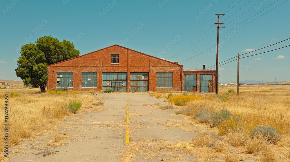 Abandoned Brick Building in a Dry Landscape Abandoned Brick Building in a Dry Landscape
