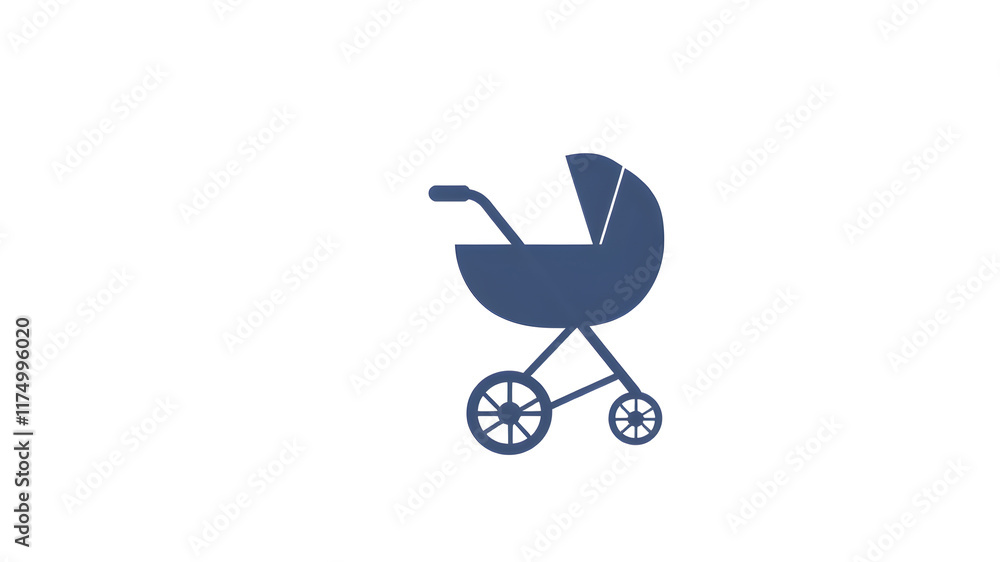 Baby stroller logo on white background. Generative AI Baby stroller logo on white background. Generative AI