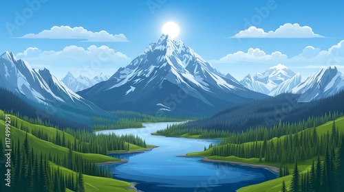 Majestic Snow-capped Mountain Peak Reflecting in a Serene Alpine Lake
