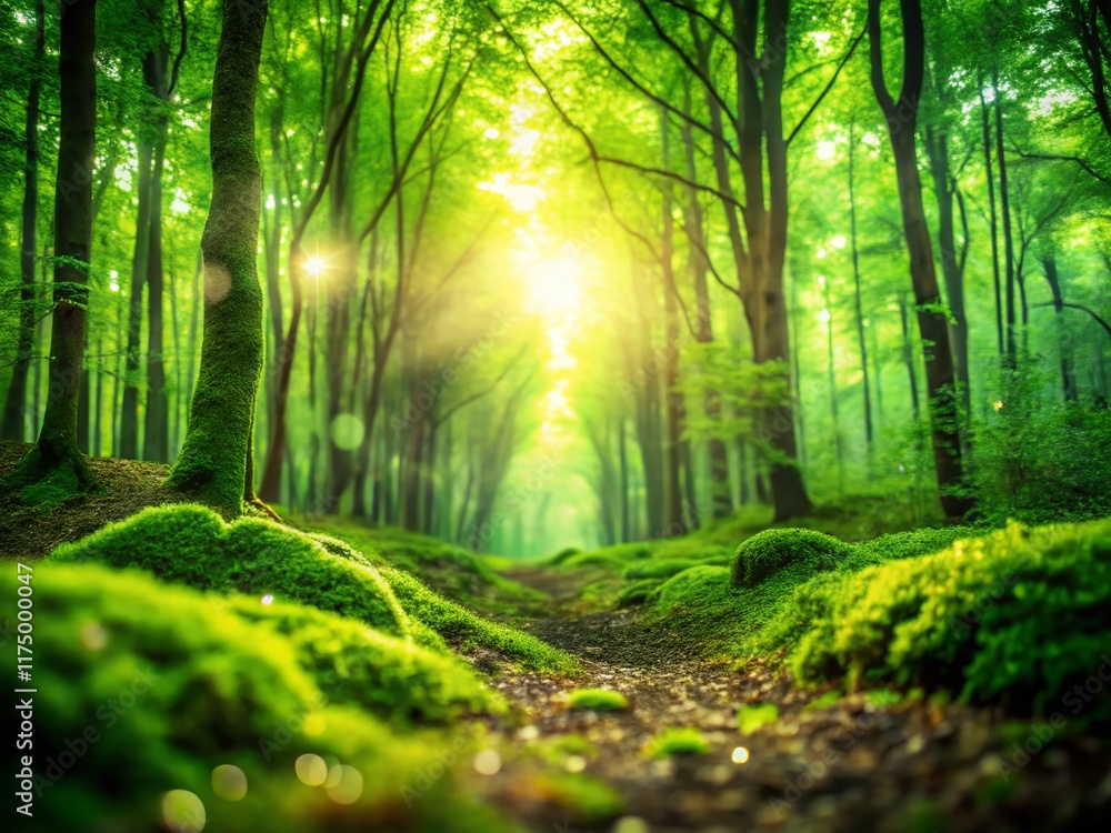 Obraz premium Panoramic Abstract Green Gradient Background: Lush Nature Inspired Design