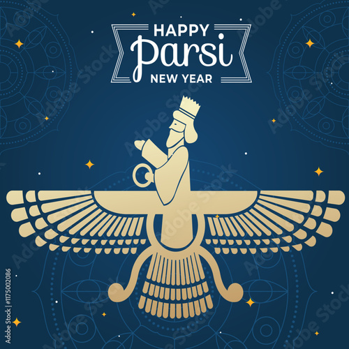 Happy Parsi New Year Vector Illustration. Navroz Mubarak Greeting Card Design.