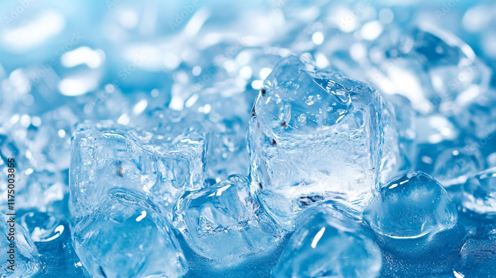 Icy Shards: Crushed Ice Background, Frosted Fragments, Cool Blue Ice Crystals with Frosty Texture.