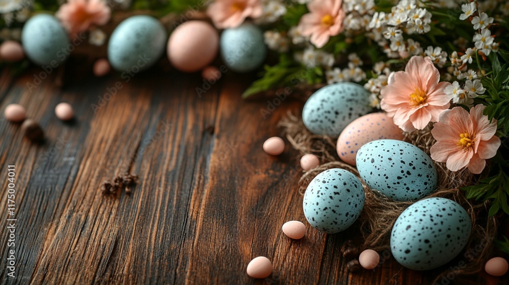 Obraz premium Painted Colorful Easter Eggs on Dark Solid Background