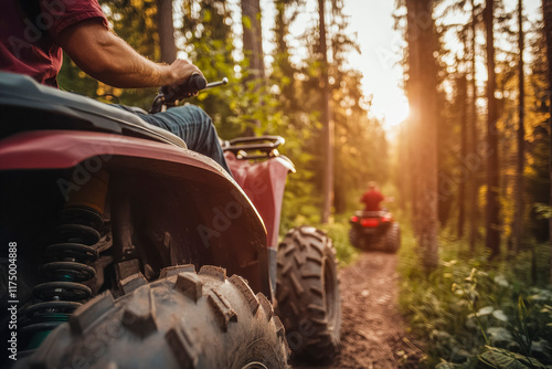 Thrilling atv quad bike adventure in scenic forest trail