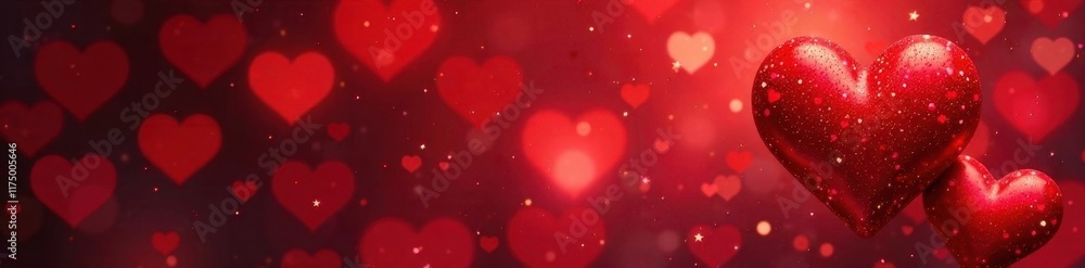 Sparkling red hearts, bokeh background Romantic Valentine's Day , greeting, sparkling hearts Sparkling red hearts, bokeh background Romantic Valentine's Day , greeting, sparkling hearts