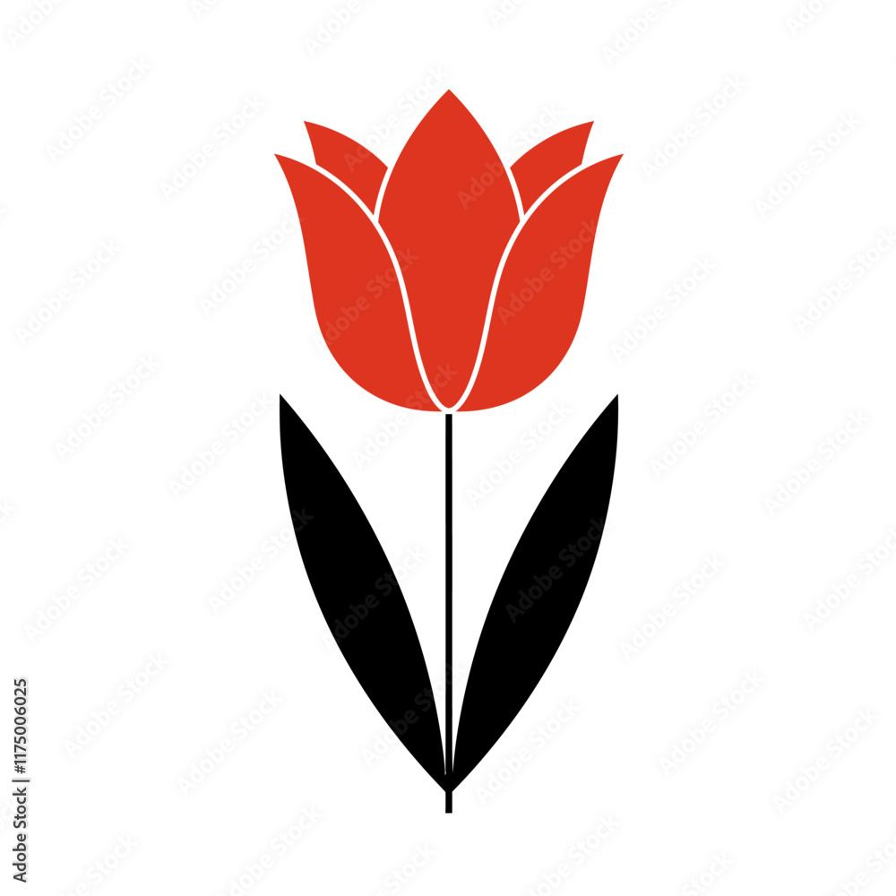 Minimalist Mid Century Modern Flower Vector Illustration on White Background. Minimalist Mid Century Modern Flower Vector Illustration on White Background.